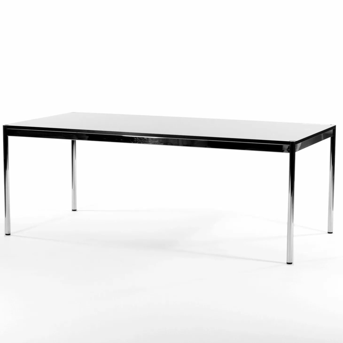 Rechtecktisch 200x100 Kunstharz Perlgrau Gestell Verchromt