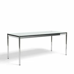 Rechtecktisch 250x75 Kunstharz Perlgrau Gestell Verchromt