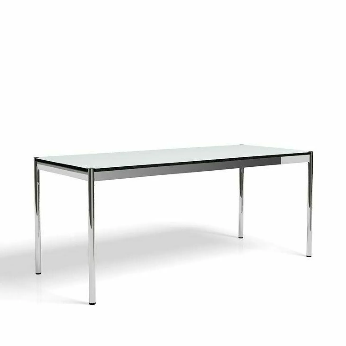 Rechtecktisch 250x75 Kunstharz Perlgrau Gestell Verchromt