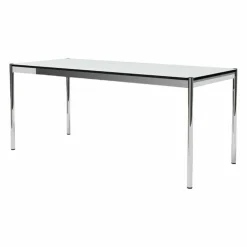 Rechtecktisch 250x75 Kunstharz Perlgrau Gestell Verchromt