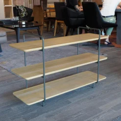 Regal 931 Eiche Farblos Lackiert Gestell Stahl Glatt Lackiert Matt Umbragrau RAL 7022