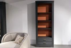 Regal Bordeaux Europäische Kirsche Anthrazit Reliefstruktur Beschläge Messing Geschliffen 2 Schübe Rückwand Rot