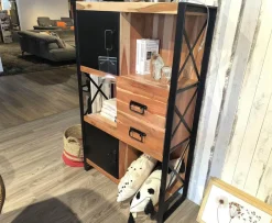 Regal Downtown Akazie Massiv Gebeizt Und Lackiert Rahmen Metall Schwarz Lackiert