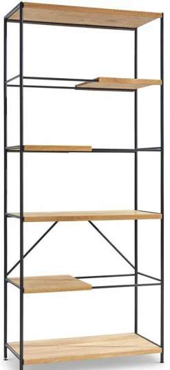 Regal Hartford Eiche Massiv Natur Geölt Gestell Metall Schwarz