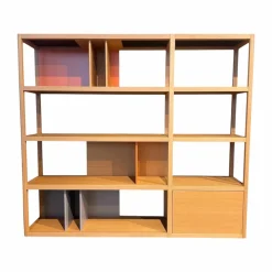 Regal Kai Eiche Kai Light Lackiert In Blau Und Rotbraun