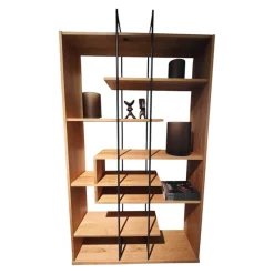 Regal Mileto Asteiche Massiv Gebürstet Natur Geölt Metall Schwarz