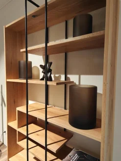 Regal Mileto Asteiche Massiv Gebürstet Natur Geölt Metall Schwarz