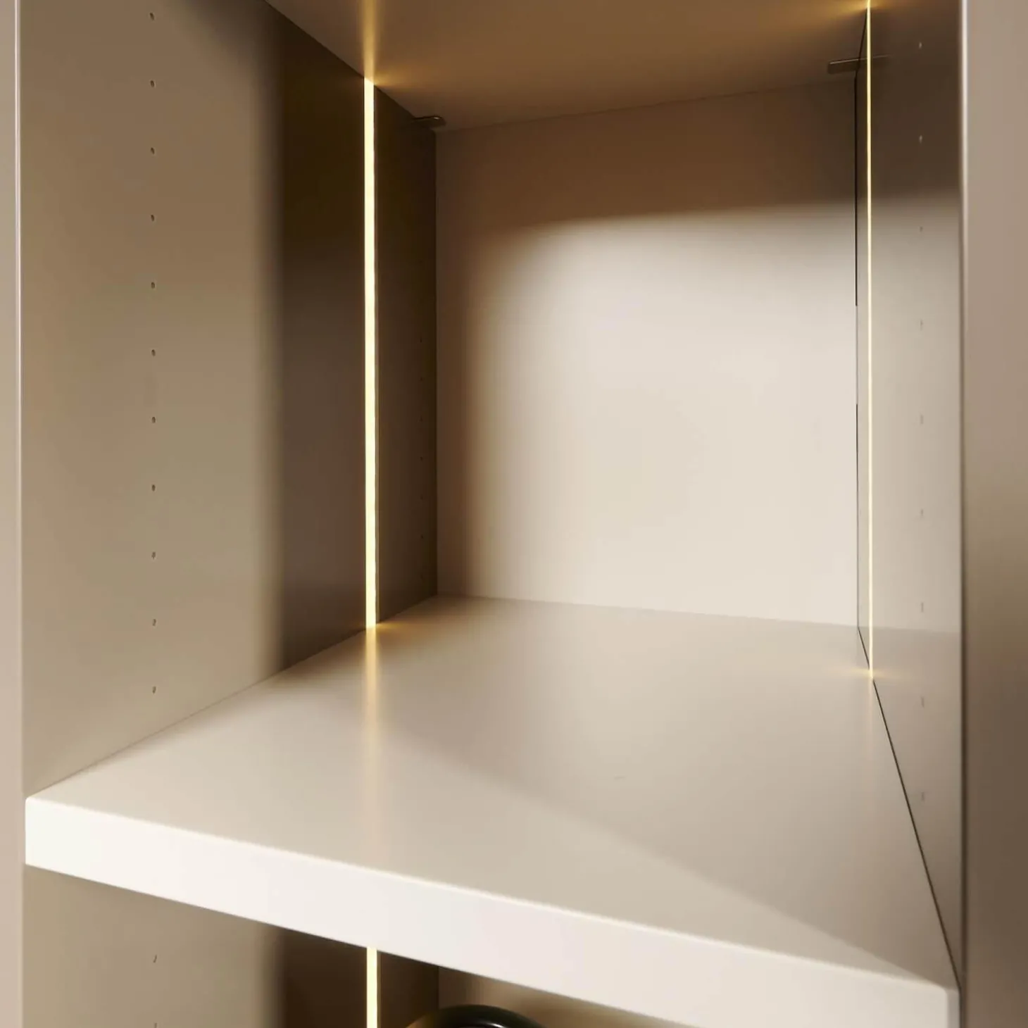 Regal Sinus Korpus Glattlack Sienna Böden Und Rückwand Glattlack Kaschmir Mit Beleuchtung