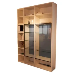 Regal System Mattlackiert Weiß Türen Aus Iron Glas Transparent Mit Beleuchtung