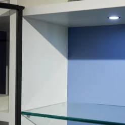 Regal System Mattlackiert Weiß Türen Aus Iron Glas Transparent Mit Beleuchtung