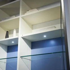 Regal System Mattlackiert Weiß Türen Aus Iron Glas Transparent Mit Beleuchtung