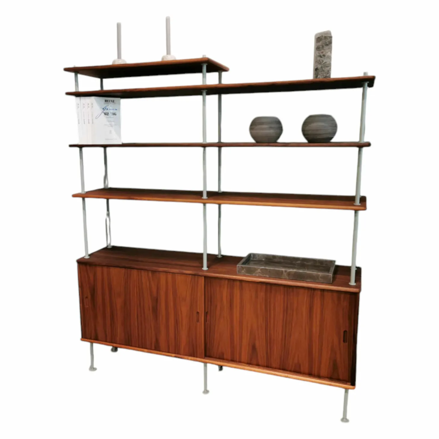 Regalkombination BM0253 Walnuss Geölt Abstandshalter Metall Grau Lackiert