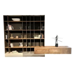 Regalkombination Mit Lowboard Aus Bergfichte Gebürstet Steingrau