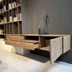 Regalkombination Mit Lowboard Aus Bergfichte Gebürstet Steingrau