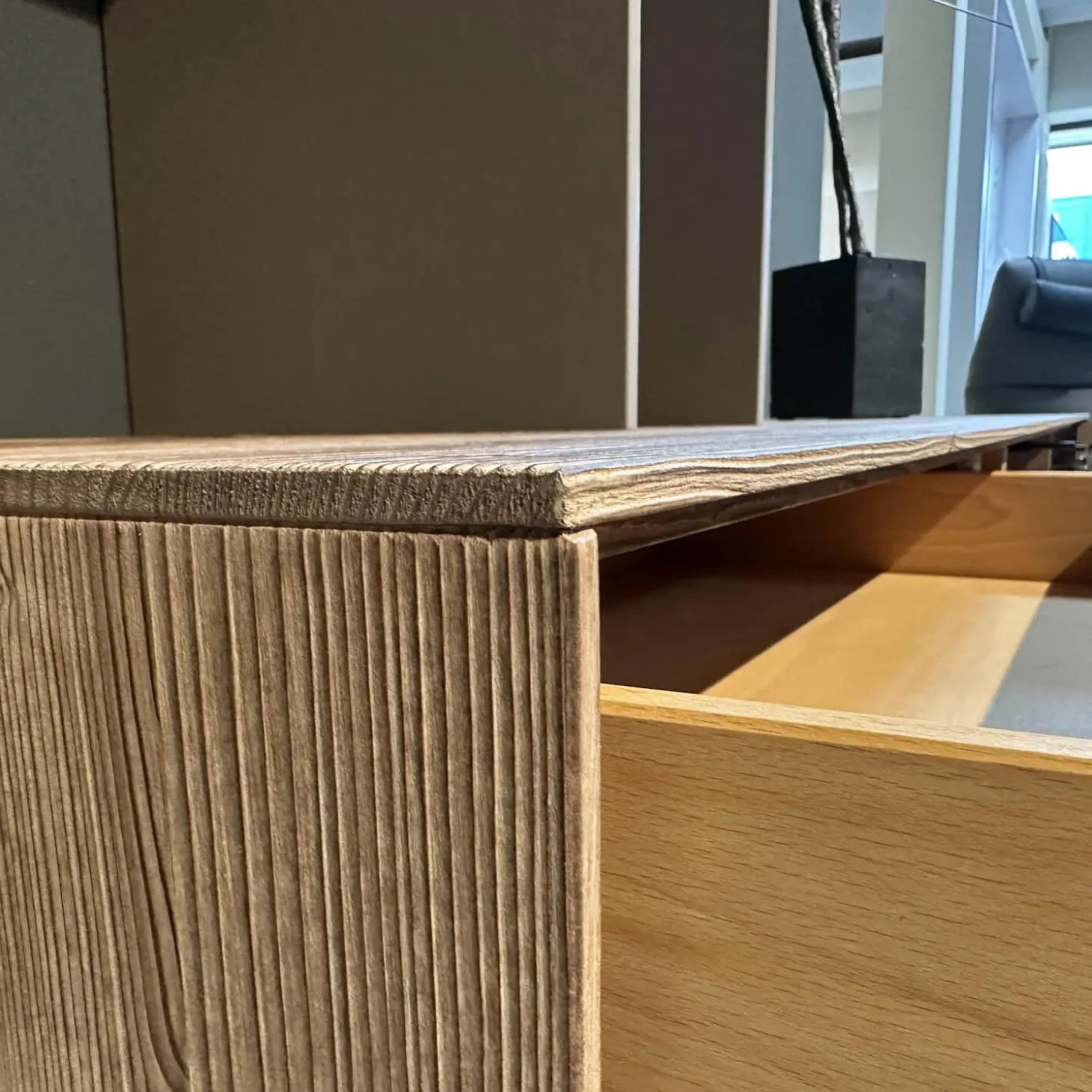 Regalkombination Mit Lowboard Aus Bergfichte Gebürstet Steingrau