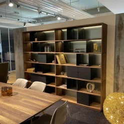 Regalkombination Pares in Nussbaum 130 Rückwand Glas deepgrex Metallboxen anthr. inkl Beleuchtung