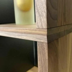 Regalkombination Pares in Nussbaum 130 Rückwand Glas deepgrex Metallboxen anthr. inkl Beleuchtung