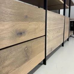 Regalsystem BC06 RooM68 Holzteile Eiche Massiv Geräuchert Weiß Roheffekt Alustreben Schwarz Eloxiert