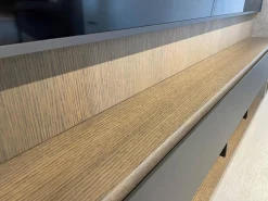 Regalwand Vita Eiche Silbergrau Grau Holz Matt Details Schwarz Lack Inklusive Beleuchtung