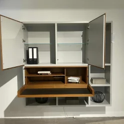 Regalwand Vita WB17 Lichtgrau Nussbaum Massivoptik-Holz Matt