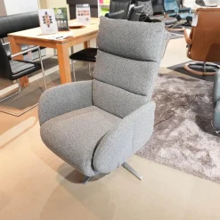 Relaxsessel 7803 26 U Stoff 24 Q2 Emotion Vulkan Grau Sternfuß Edelstahloptik Mit Kopfteilverstellung Motorisch