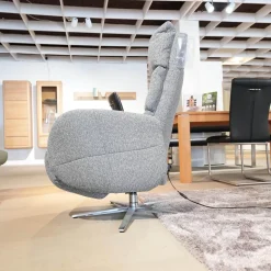 Relaxsessel 7803 26 U Stoff 24 Q2 Emotion Vulkan Grau Sternfuß Edelstahloptik Mit Kopfteilverstellung Motorisch