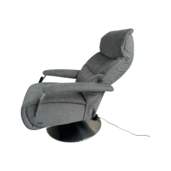 Relaxsessel 7050 Easyswing M Stoff Leeds Platin Grau Fuß Teller Edelstahloptik Mit Elektrischer Kopfteilverstellung