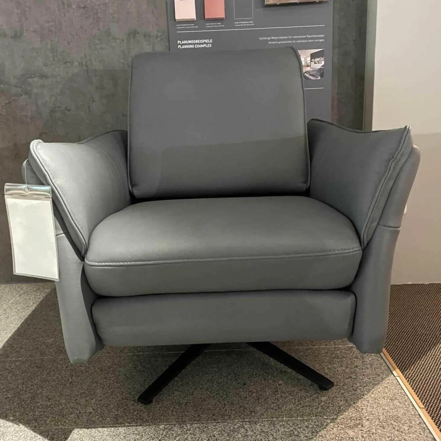 Relax-Sessel 7169 Leder 24 Longlife Rustica Azuro Sternfuß Anthrazit