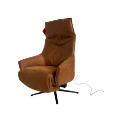 Relaxsessel 7162 S Lounger Stoff 13 Nevada Cognac Braun Sternfuß Schwarz Inklusive Aufstehhilfe