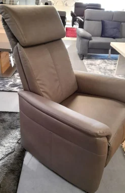 Relaxsessel 50025 Stoff Frisco Kiesel Grau Fuß Rollen