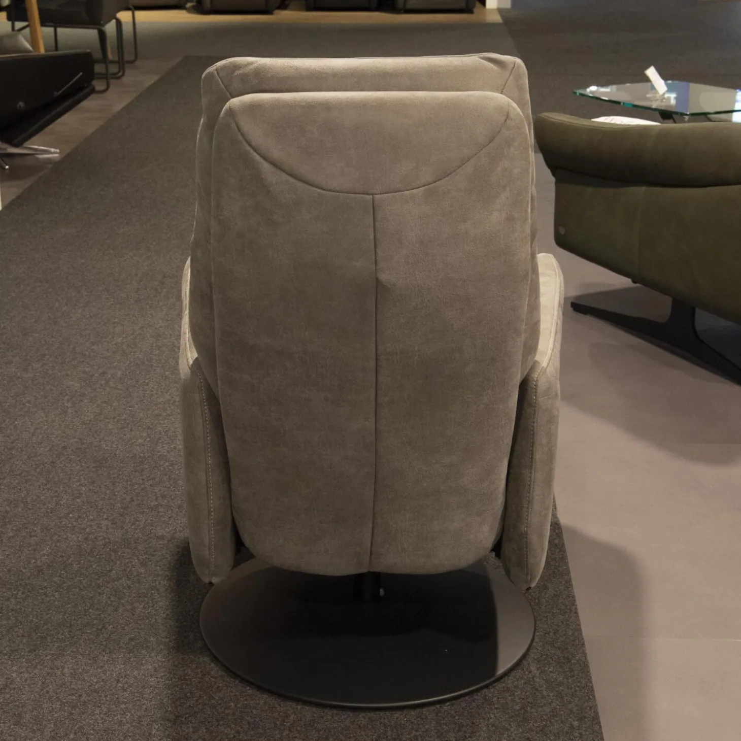 Relaxsessel 9061 Stoff K-Nevada Farbe Asche Drehgestell Anthrazit Kopf- Und Fußteil Verstellbar