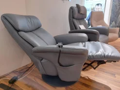 Relaxsessel 7727 Type 86O Leder Longlife Rustica Azuro Grau Blau Tellerfuß Stahl Anthrazit Mit Verstellungen 2 Motorisch