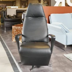 Relaxsessel Bolero Mini Leder Schwarz Gestell Silber