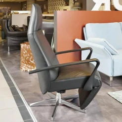 Relaxsessel Bolero Mini Leder Schwarz Gestell Silber