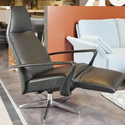 Relaxsessel Bolero Mini Leder Schwarz Gestell Silber