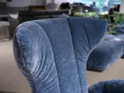 Relaxsessel Cassia A156 Stoff 64 1984 Happy Velvet Powder Grey Blau Fuß Aluminium Poliert