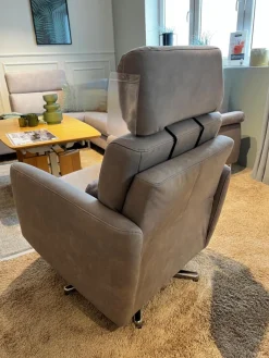 Relaxsessel Cornella Style Stoff Bulus FB32 Silber Grau Sternfuß Metall Chrom Glänzend Inklusive Kopfstütze