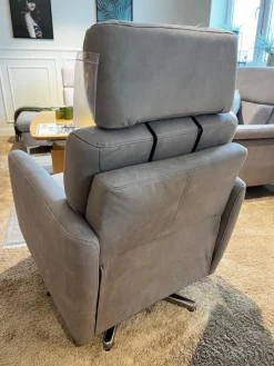 Relaxsessel Cornella Style Stoff Bulus FB32 Silber Grau Sternfuß Metall Chrom Glänzend Inklusive Kopfstütze