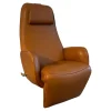 Relaxsessel Cosy Ghost Leder Lipano Cognac Gestell 4-Sternfuß Gewellt In Chrom Hochglanz Kopfkissen Form Träne Abgerundet