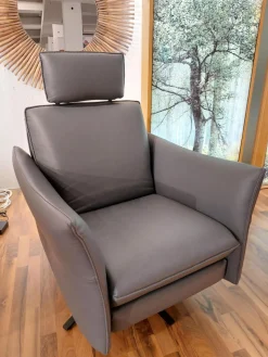 Relaxsessel Cumurex 7916 Leder Longlife Aqua Grau Blau Sternfuß Stahl Anthrazit Mit Manuellen Verstellungen