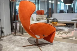 Relaxsessel Daydreamer Mono-Move Medi Innen Stoff Thuile C0001 Cremeweiß Außen Leder Nubuck Rosso Orange