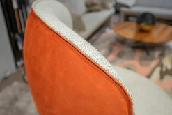 Relaxsessel Daydreamer Mono-Move Medi Innen Stoff Thuile C0001 Cremeweiß Außen Leder Nubuck Rosso Orange