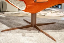 Relaxsessel Daydreamer Mono-Move Medi Innen Stoff Thuile C0001 Cremeweiß Außen Leder Nubuck Rosso Orange