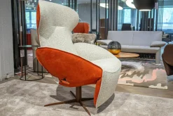 Relaxsessel Daydreamer Mono-Move Medi Innen Stoff Thuile C0001 Cremeweiß Außen Leder Nubuck Rosso Orange