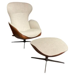 Relaxsessel Daydreamer Mono Move Medi Innen Stoff Gesso Mumble Grau Außen Leder Nubuck Cream Braun 4 Stern Fuß Graugelb Mit Hocker