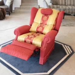 Relaxsessel Excalibur Stoff Rot Goldgelb Füße Mit Stoff Bezogen