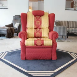 Relaxsessel Excalibur Stoff Rot Goldgelb Füße Mit Stoff Bezogen