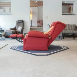 Relaxsessel Excalibur Stoff Rot Goldgelb Füße Mit Stoff Bezogen