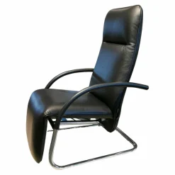 Relaxsessel Fino Leder 6405 Nero Schwarz Gestell Chrom Glänzend
