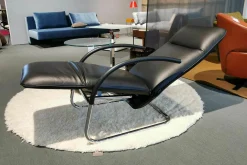 Relaxsessel Fino Leder 6405 Nero Schwarz Gestell Chrom Glänzend